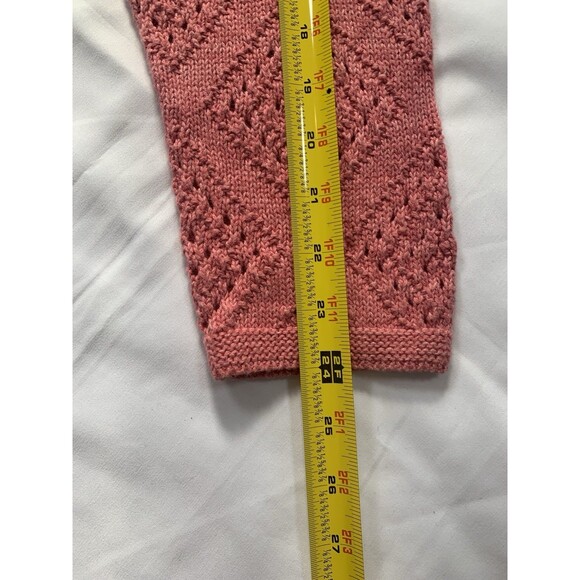 Christopher & Banks Pink Patchwork Knit Sweater Zip Cardigan Medium Fall Winter - Picture 6 of 7